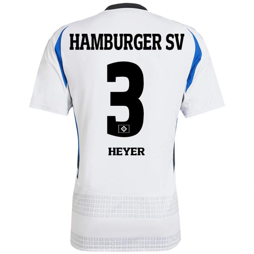 Bambino Maglia Moritz Heyer #3 Bianco Blu Kit Gara Home 2024/25 Maglietta