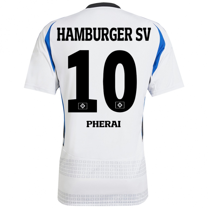 Bambino Maglia Immanuel Pherai #10 Bianco Blu Kit Gara Home 2024/25 Maglietta