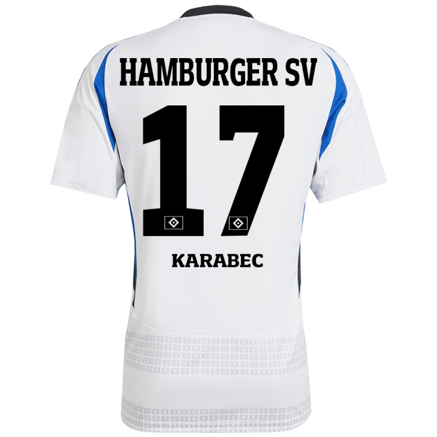 Bambino Maglia Adam Karabec #17 Bianco Blu Kit Gara Home 2024/25 Maglietta