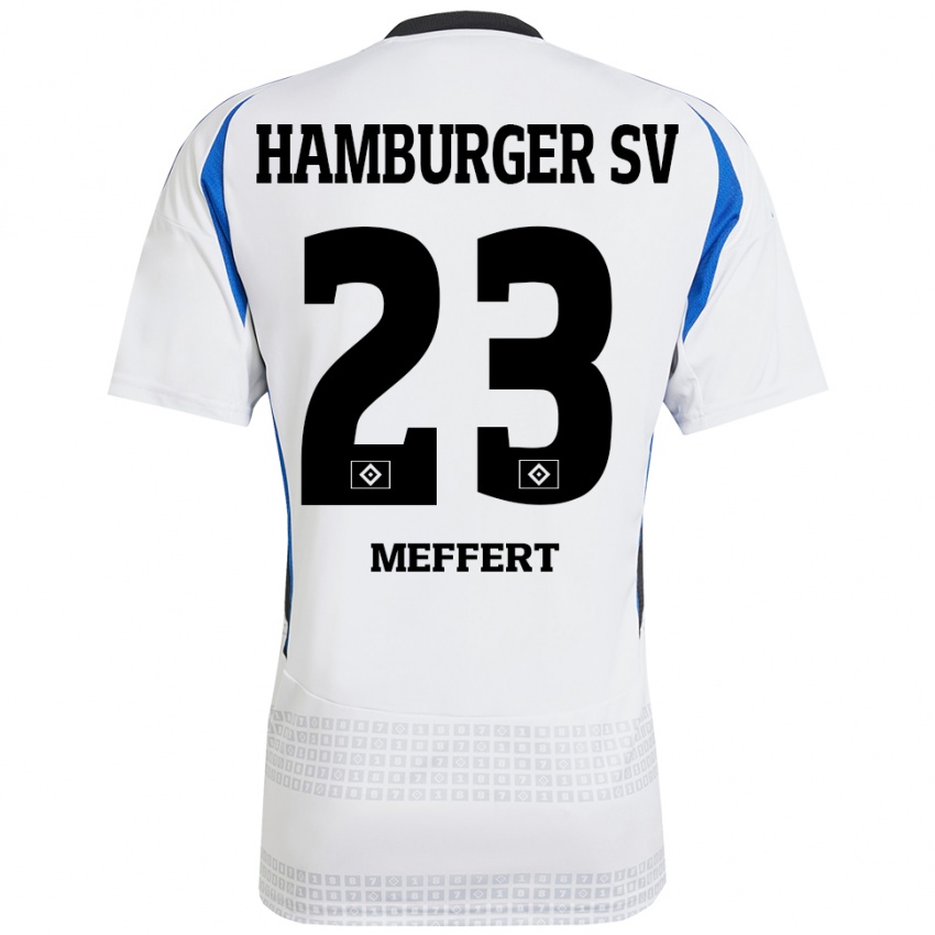 Bambino Maglia Jonas Meffert #23 Bianco Blu Kit Gara Home 2024/25 Maglietta