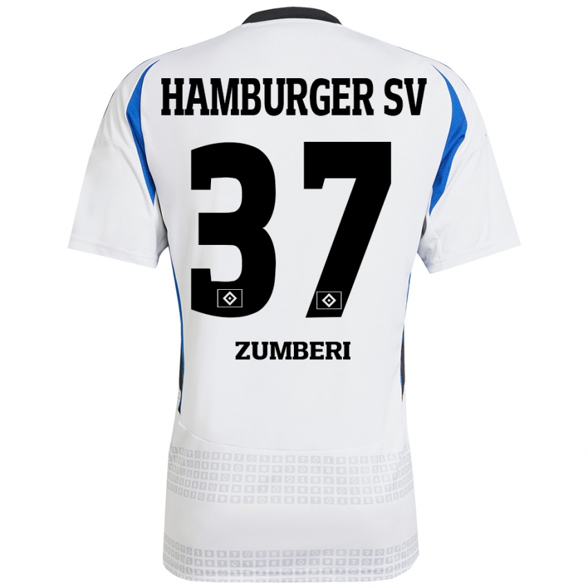 Bambino Maglia Valon Zumberi #37 Bianco Blu Kit Gara Home 2024/25 Maglietta