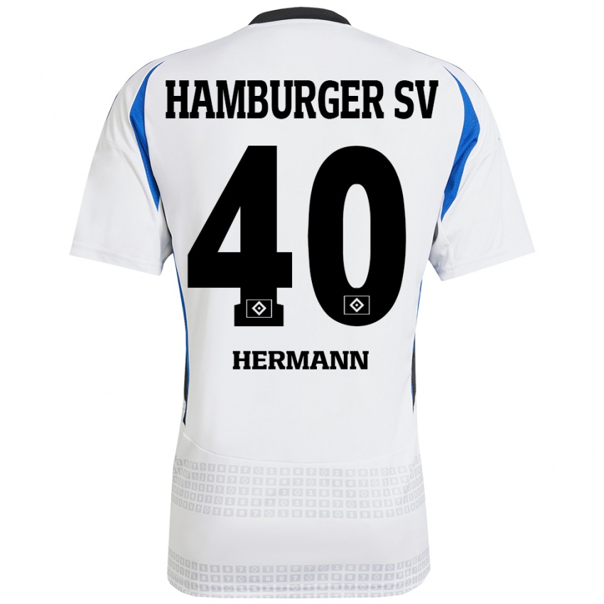 Bambino Maglia Hannes Hermann #40 Bianco Blu Kit Gara Home 2024/25 Maglietta