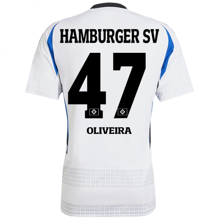 Bambino Maglia Nicolas Oliveira #47 Bianco Blu Kit Gara Home 2024/25 Maglietta