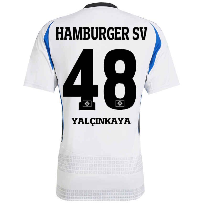 Bambino Maglia Bilal Yalcinkaya #48 Bianco Blu Kit Gara Home 2024/25 Maglietta