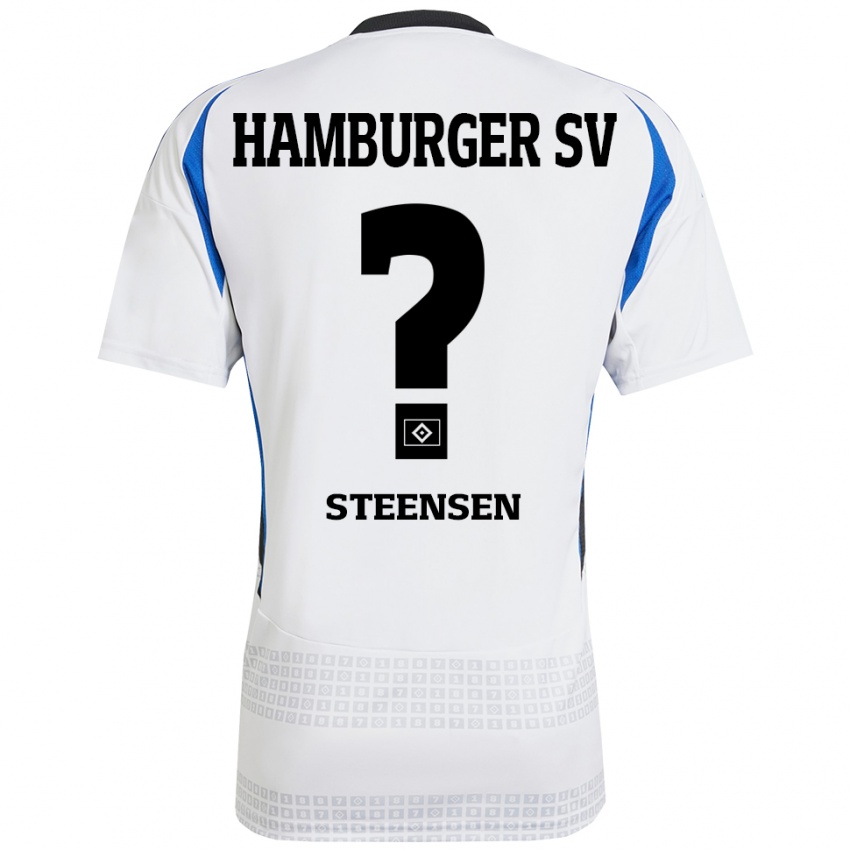 Bambino Maglia Mika Steensen #0 Bianco Blu Kit Gara Home 2024/25 Maglietta