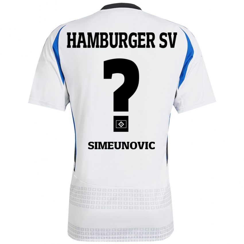 Bambino Maglia Denis Simeunovic #0 Bianco Blu Kit Gara Home 2024/25 Maglietta