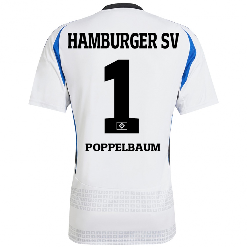 Bambino Maglia Colin Poppelbaum #1 Bianco Blu Kit Gara Home 2024/25 Maglietta