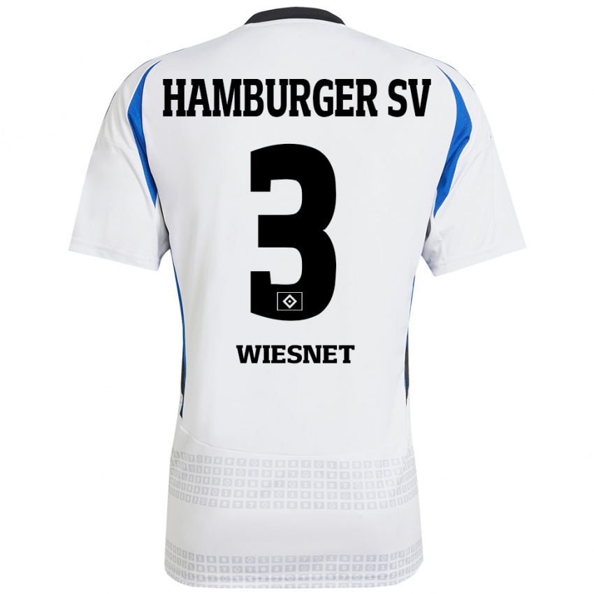 Bambino Maglia Melvin Wiesnet #3 Bianco Blu Kit Gara Home 2024/25 Maglietta