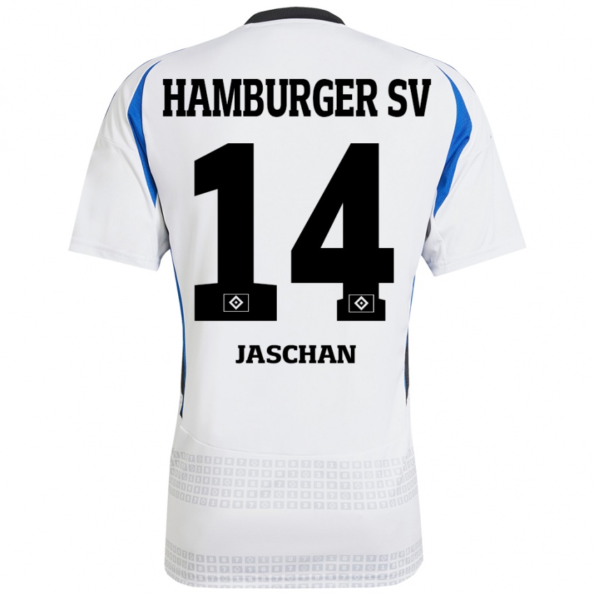 Bambino Maglia Endrik Jaschan #14 Bianco Blu Kit Gara Home 2024/25 Maglietta