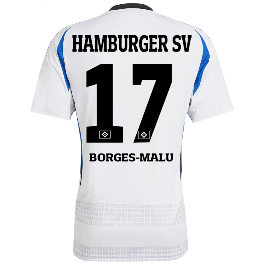 Bambino Maglia Louis Borges-Malu #17 Bianco Blu Kit Gara Home 2024/25 Maglietta