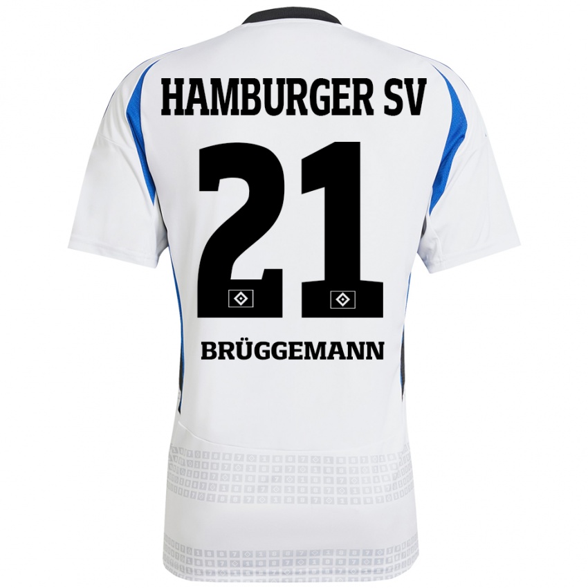 Bambino Maglia William Brüggemann #21 Bianco Blu Kit Gara Home 2024/25 Maglietta