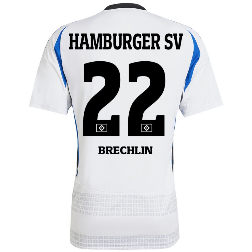 Bambino Maglia Bjarne Brechlin #22 Bianco Blu Kit Gara Home 2024/25 Maglietta