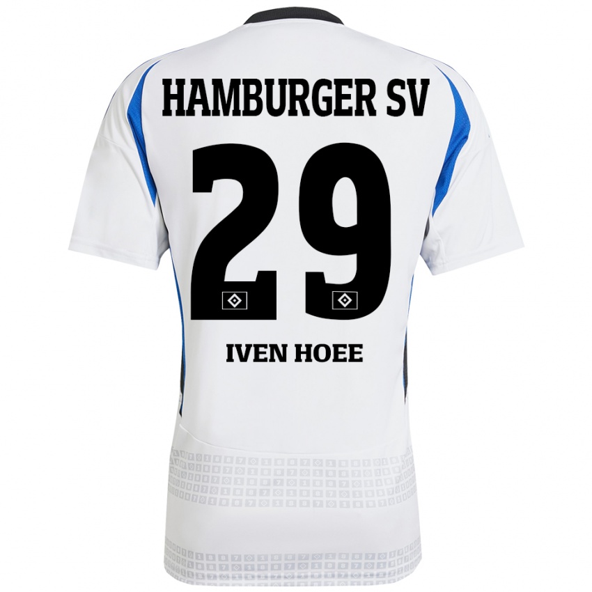 Bambino Maglia Lennart Iven Hoee #29 Bianco Blu Kit Gara Home 2024/25 Maglietta