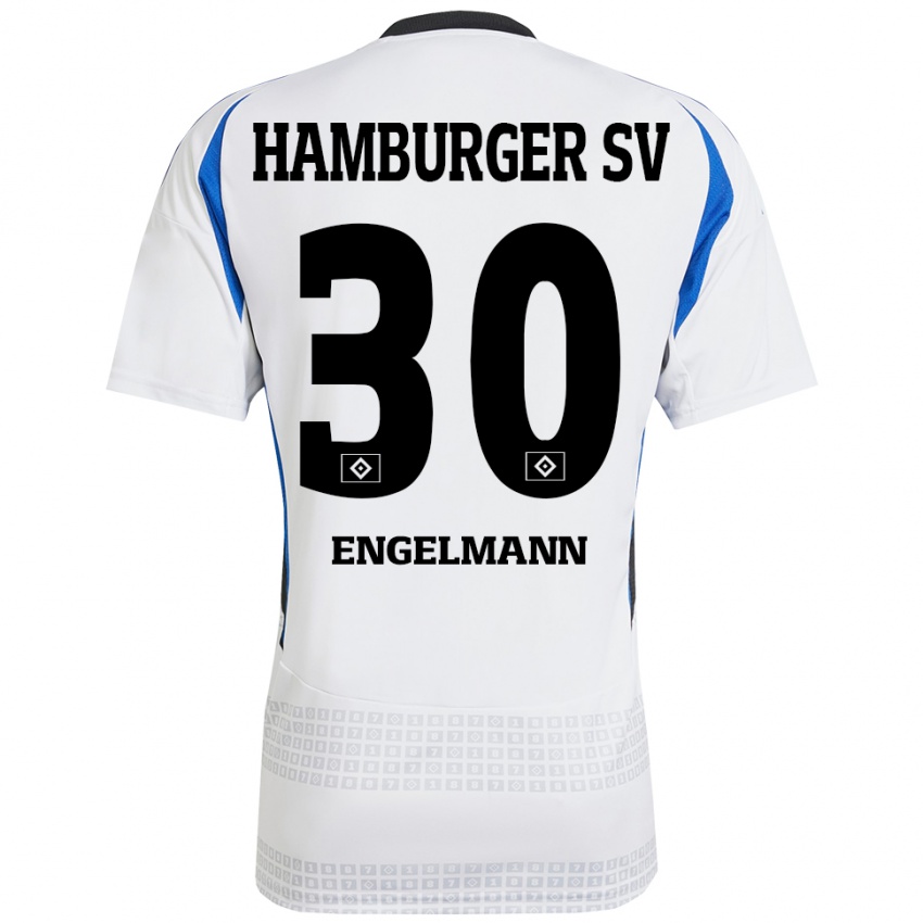 Bambino Maglia Timon Engelmann #30 Bianco Blu Kit Gara Home 2024/25 Maglietta