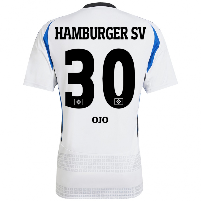 Bambino Maglia Kelvin Ojo #30 Bianco Blu Kit Gara Home 2024/25 Maglietta