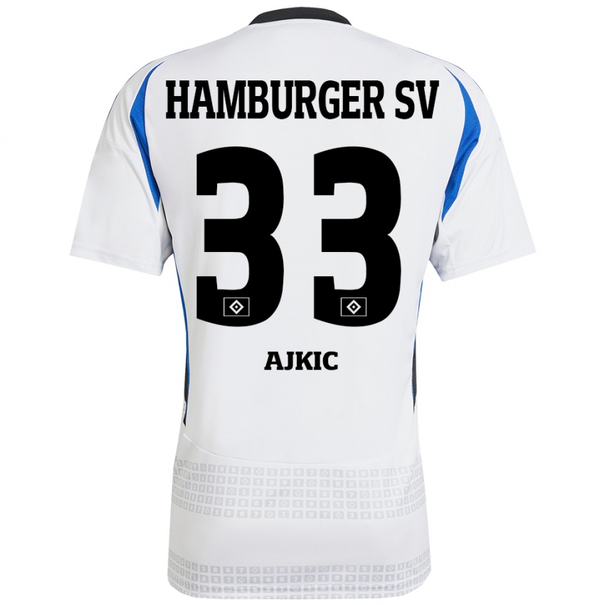 Bambino Maglia Selim Ajkic #33 Bianco Blu Kit Gara Home 2024/25 Maglietta