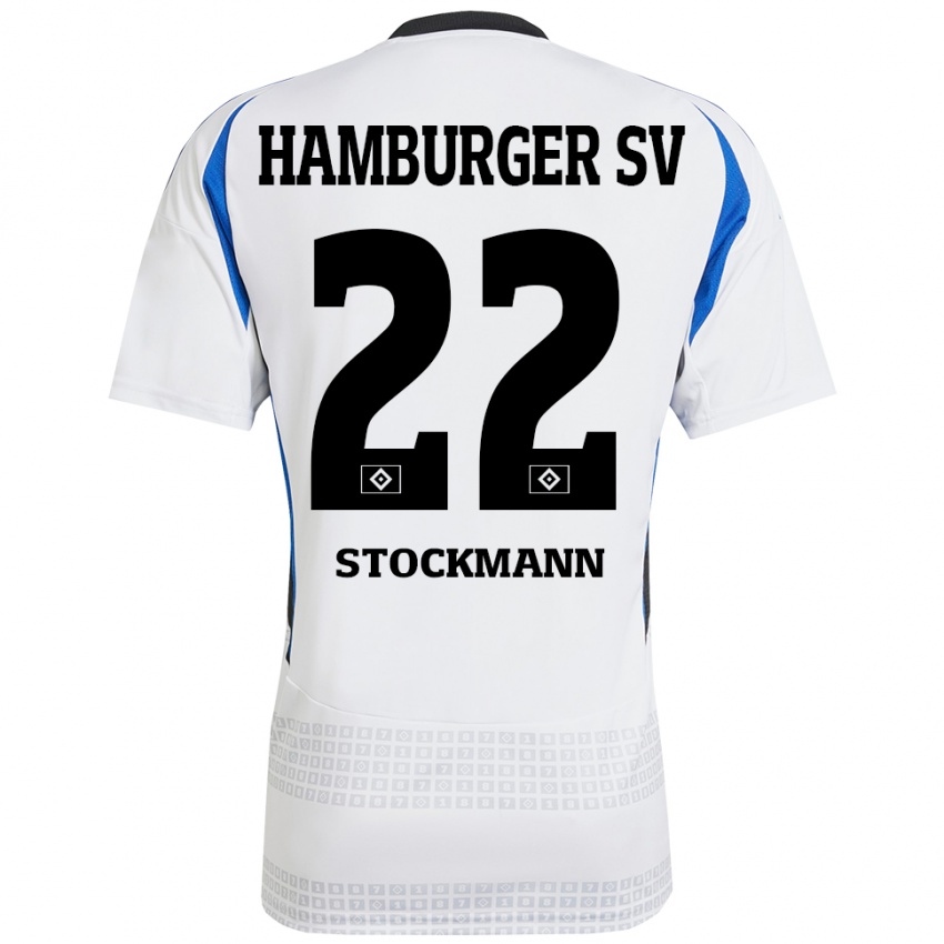 Bambino Maglia Sarah Stöckmann #22 Bianco Blu Kit Gara Home 2024/25 Maglietta