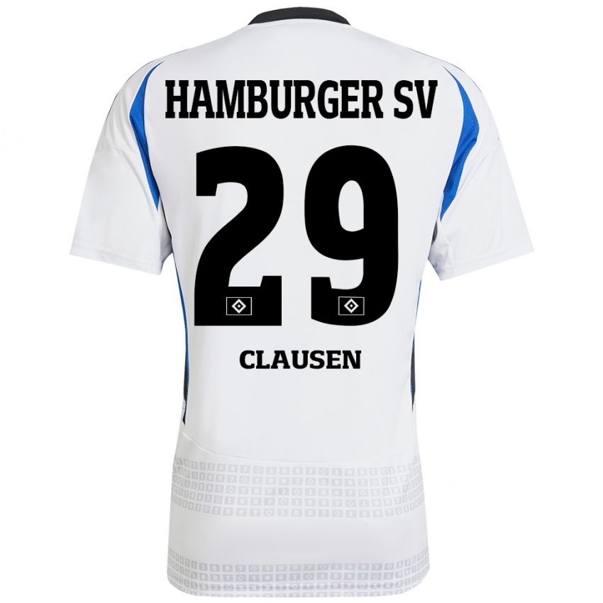 Bambino Maglia Lina Clausen #29 Bianco Blu Kit Gara Home 2024/25 Maglietta