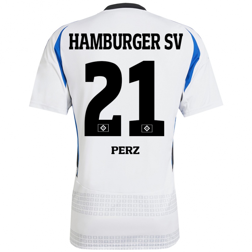 Bambino Maglia Marcel Perz #21 Bianco Blu Kit Gara Home 2024/25 Maglietta