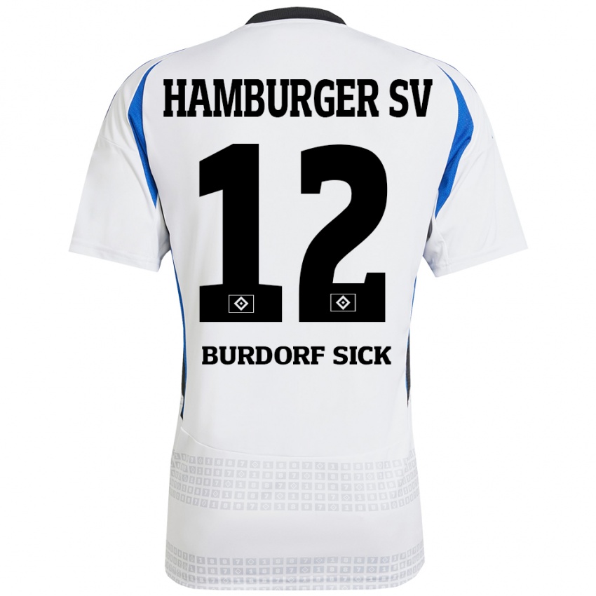 Bambino Maglia Emma Burdorf-Sick #12 Bianco Blu Kit Gara Home 2024/25 Maglietta