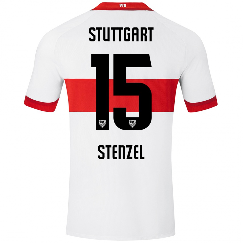 Bambino Maglia Pascal Stenzel #15 Bianco Rosso Kit Gara Home 2024/25 Maglietta