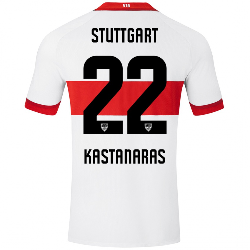 Bambino Maglia Thomas Kastanaras #22 Bianco Rosso Kit Gara Home 2024/25 Maglietta