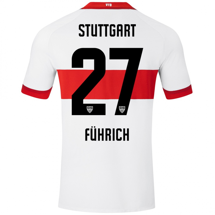 Bambino Maglia Chris Führich #27 Bianco Rosso Kit Gara Home 2024/25 Maglietta