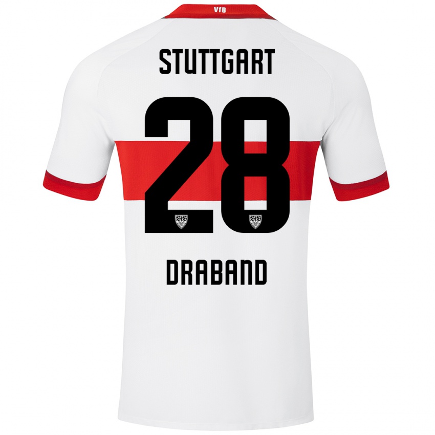 Bambino Maglia Dominik Draband #28 Bianco Rosso Kit Gara Home 2024/25 Maglietta