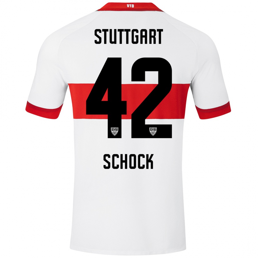 Bambino Maglia Florian Schock #42 Bianco Rosso Kit Gara Home 2024/25 Maglietta