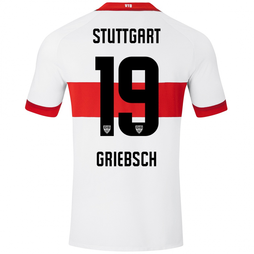 Bambino Maglia Lukas Griebsch #19 Bianco Rosso Kit Gara Home 2024/25 Maglietta