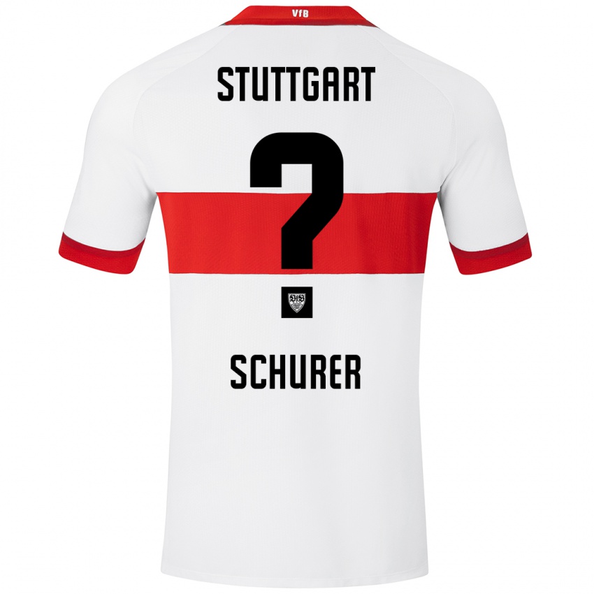 Bambino Maglia Leon Schürer #0 Bianco Rosso Kit Gara Home 2024/25 Maglietta