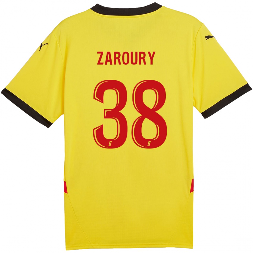 Bambino Maglia Anass Zaroury #38 Giallo Rosso Kit Gara Home 2024/25 Maglietta