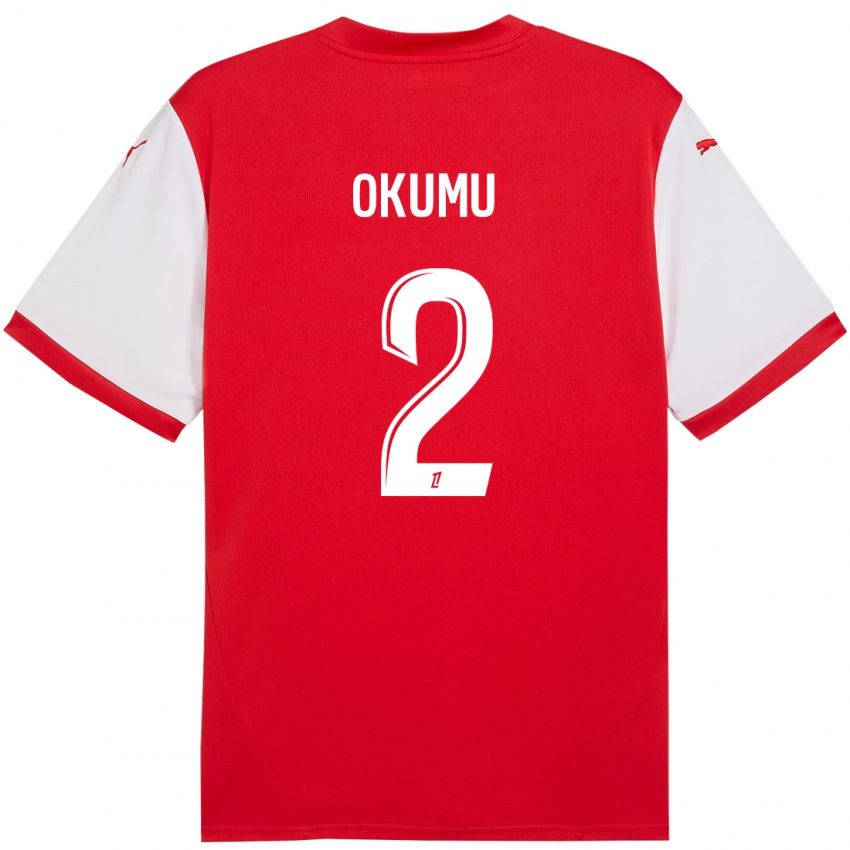 Bambino Maglia Joseph Okumu #2 Rosso Bianco Kit Gara Home 2024/25 Maglietta