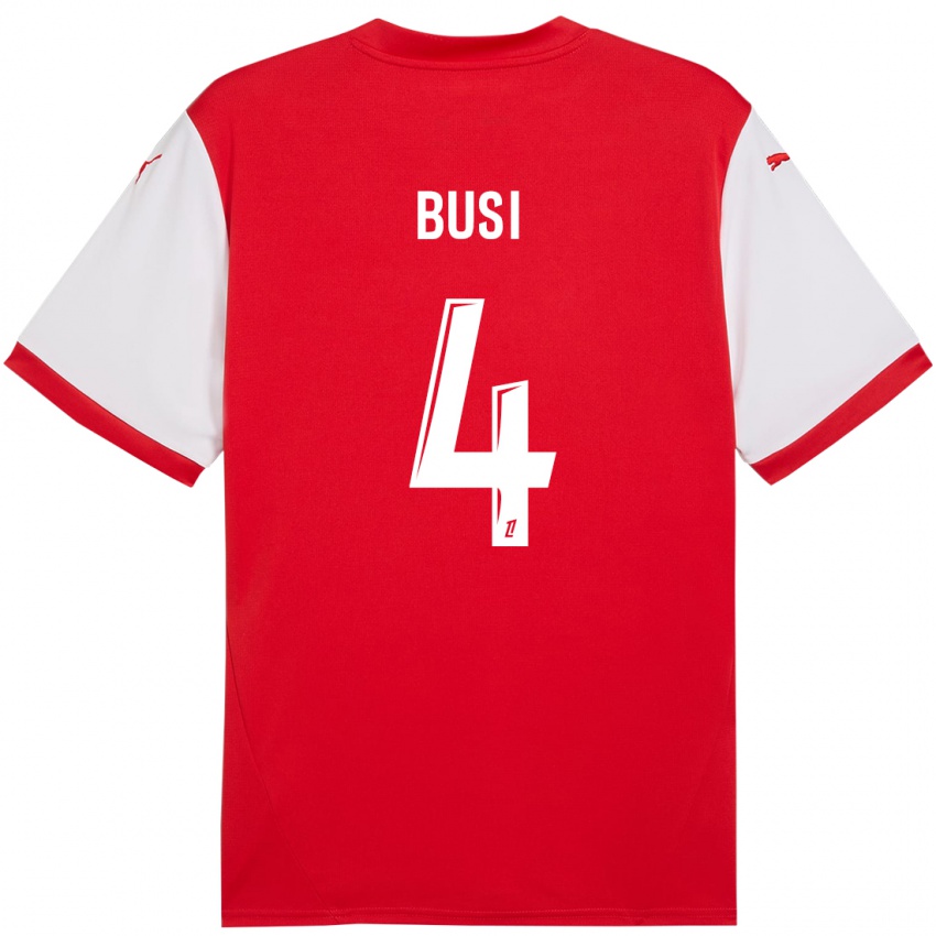 Bambino Maglia Maxime Busi #4 Rosso Bianco Kit Gara Home 2024/25 Maglietta