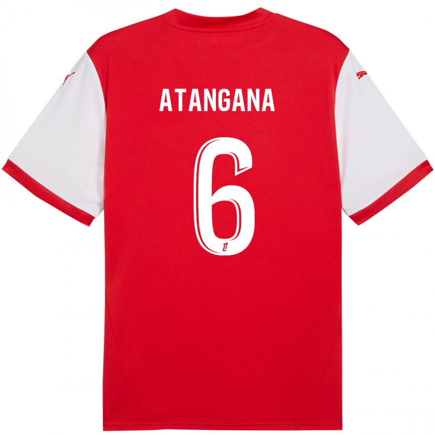 Bambino Maglia Valentin Atangana Edoa #6 Rosso Bianco Kit Gara Home 2024/25 Maglietta