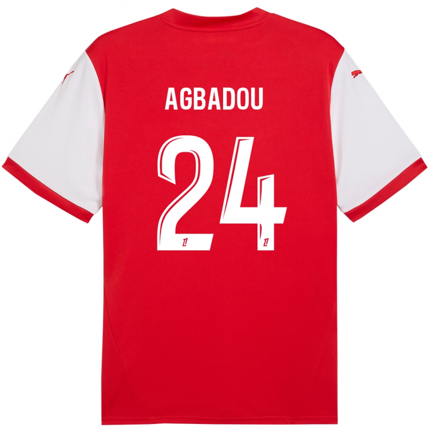 Bambino Maglia Emmanuel Agbadou #24 Rosso Bianco Kit Gara Home 2024/25 Maglietta