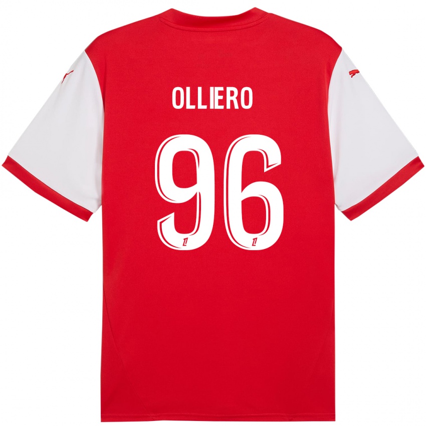 Bambino Maglia Alexandre Olliero #96 Rosso Bianco Kit Gara Home 2024/25 Maglietta