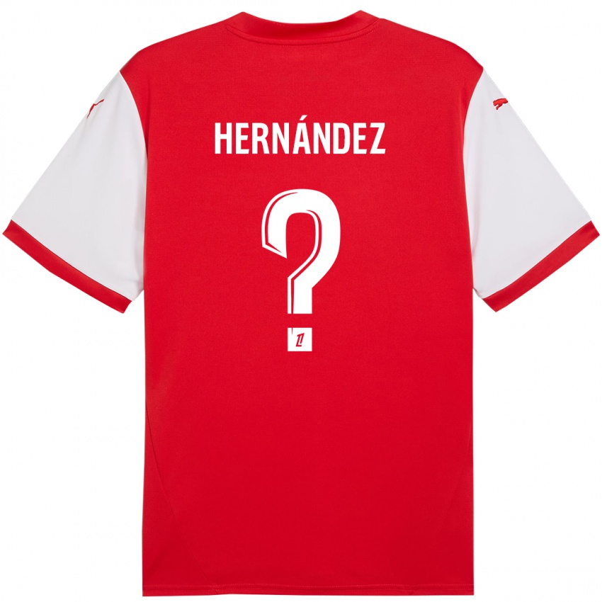 Bambino Maglia Melvin Hernández #0 Rosso Bianco Kit Gara Home 2024/25 Maglietta