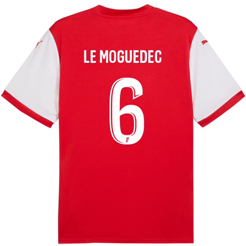 Bambino Maglia Anaële Le Moguédec #6 Rosso Bianco Kit Gara Home 2024/25 Maglietta