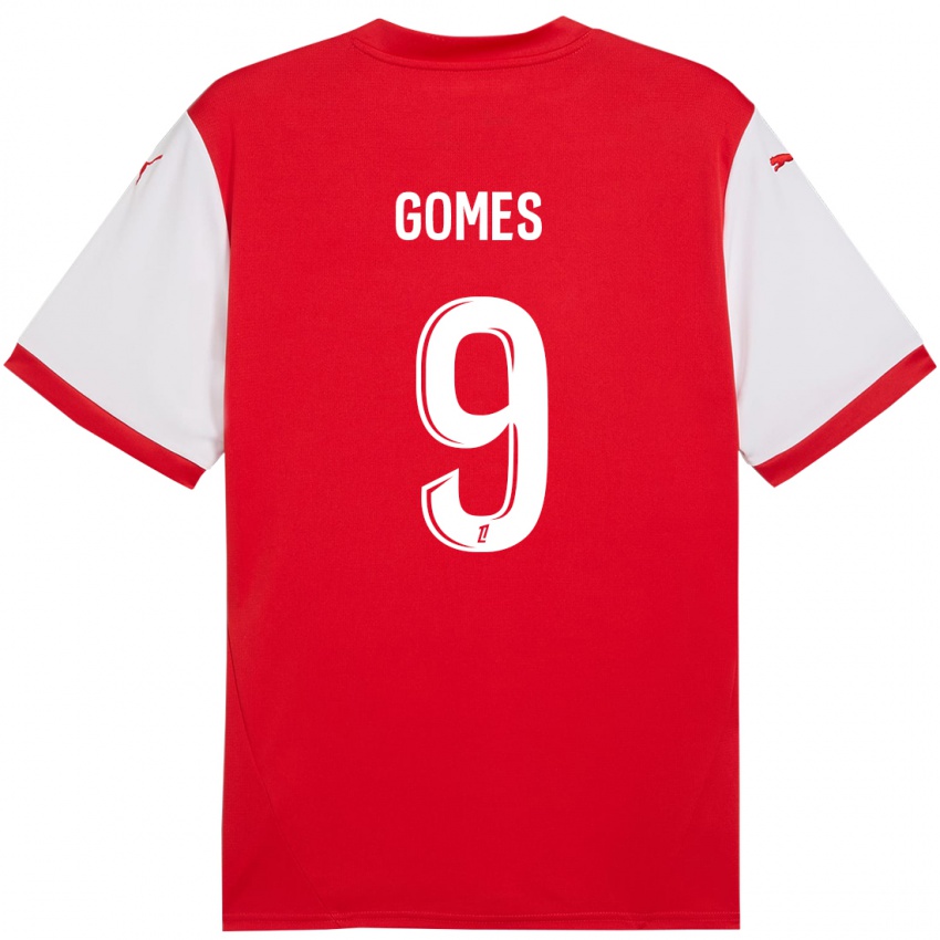 Bambino Maglia Mélissa Gomes #9 Rosso Bianco Kit Gara Home 2024/25 Maglietta