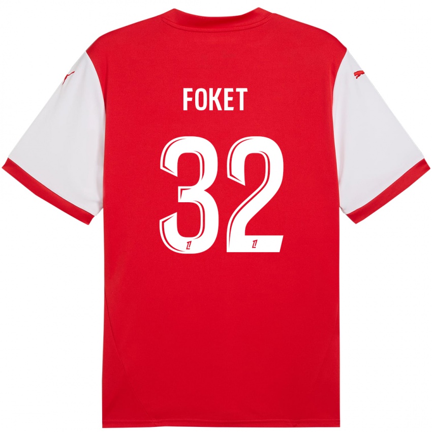 Bambino Maglia Thomas Foket #32 Rosso Bianco Kit Gara Home 2024/25 Maglietta