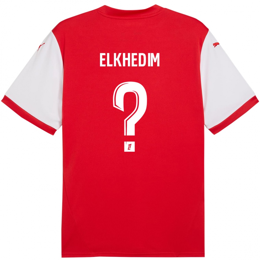 Bambino Maglia Abdenoor Elkhedim #0 Rosso Bianco Kit Gara Home 2024/25 Maglietta