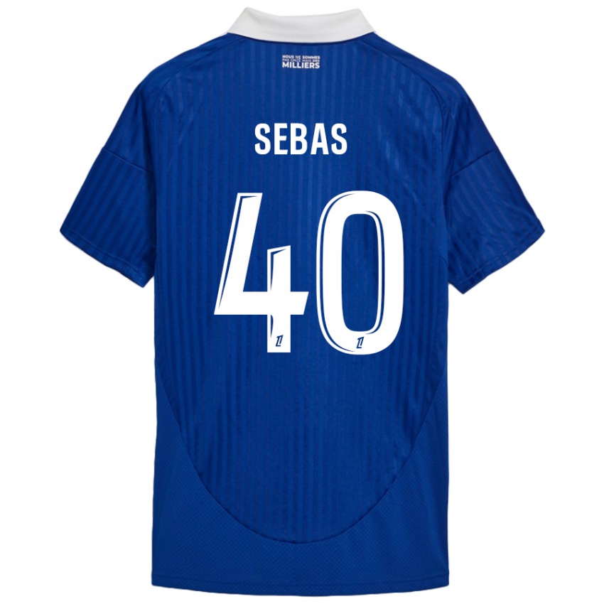 Bambino Maglia Jérémy Sebas #40 Blu Bianco Kit Gara Home 2024/25 Maglietta