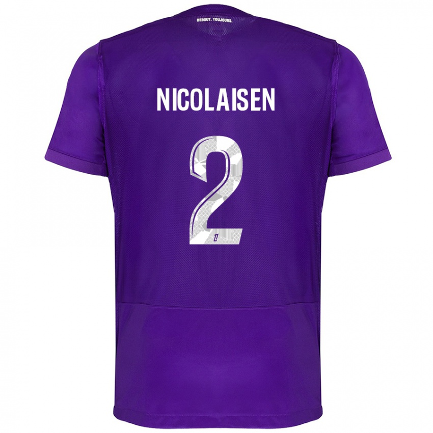 Bambino Maglia Rasmus Nicolaisen #2 Viola Bianco Kit Gara Home 2024/25 Maglietta