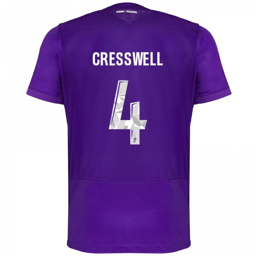 Bambino Maglia Charlie Cresswell #4 Viola Bianco Kit Gara Home 2024/25 Maglietta