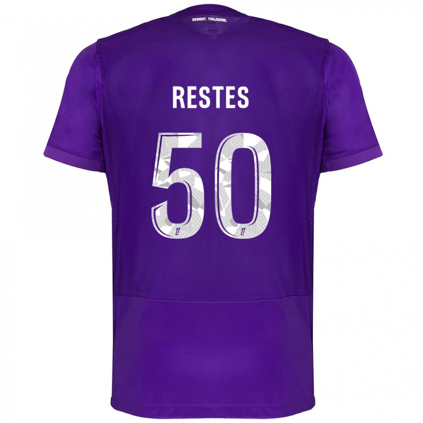 Bambino Maglia Guillaume Restes #50 Viola Bianco Kit Gara Home 2024/25 Maglietta