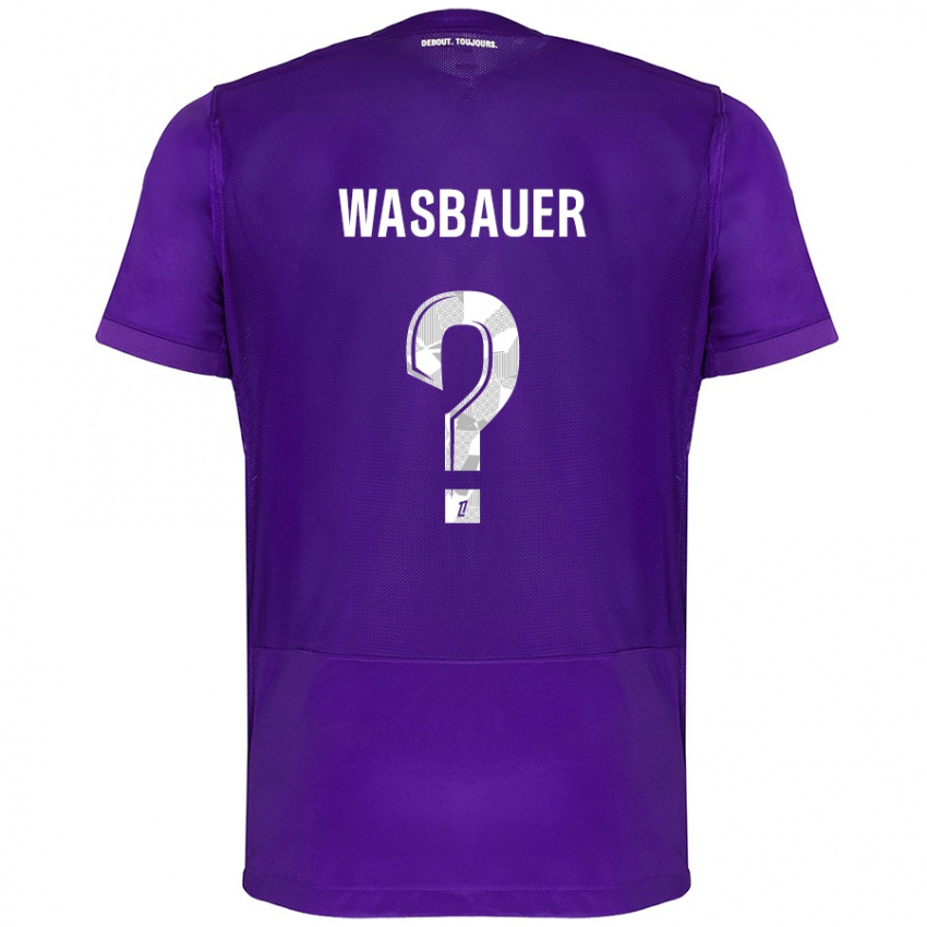 Bambino Maglia Nicolas Wasbauer #0 Viola Bianco Kit Gara Home 2024/25 Maglietta