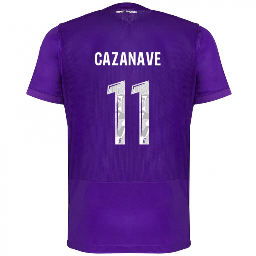 Bambino Maglia Julie Cazanave #11 Viola Bianco Kit Gara Home 2024/25 Maglietta