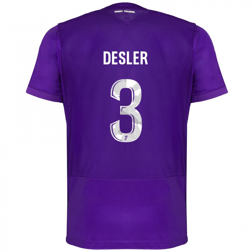 Bambino Maglia Mikkel Desler #3 Viola Bianco Kit Gara Home 2024/25 Maglietta