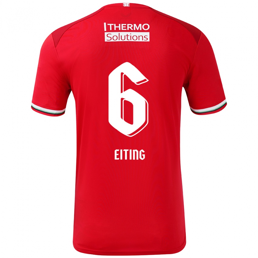 Bambino Maglia Carel Eiting #6 Rosso Bianco Kit Gara Home 2024/25 Maglietta